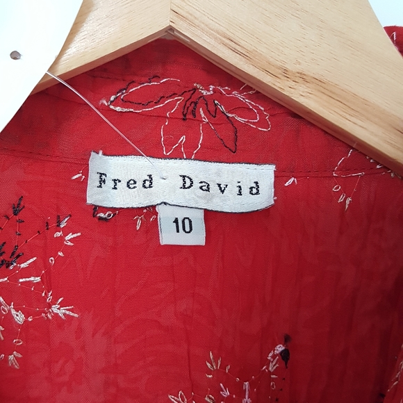 Red Flower Printed Blouse - Picture 3 of 4